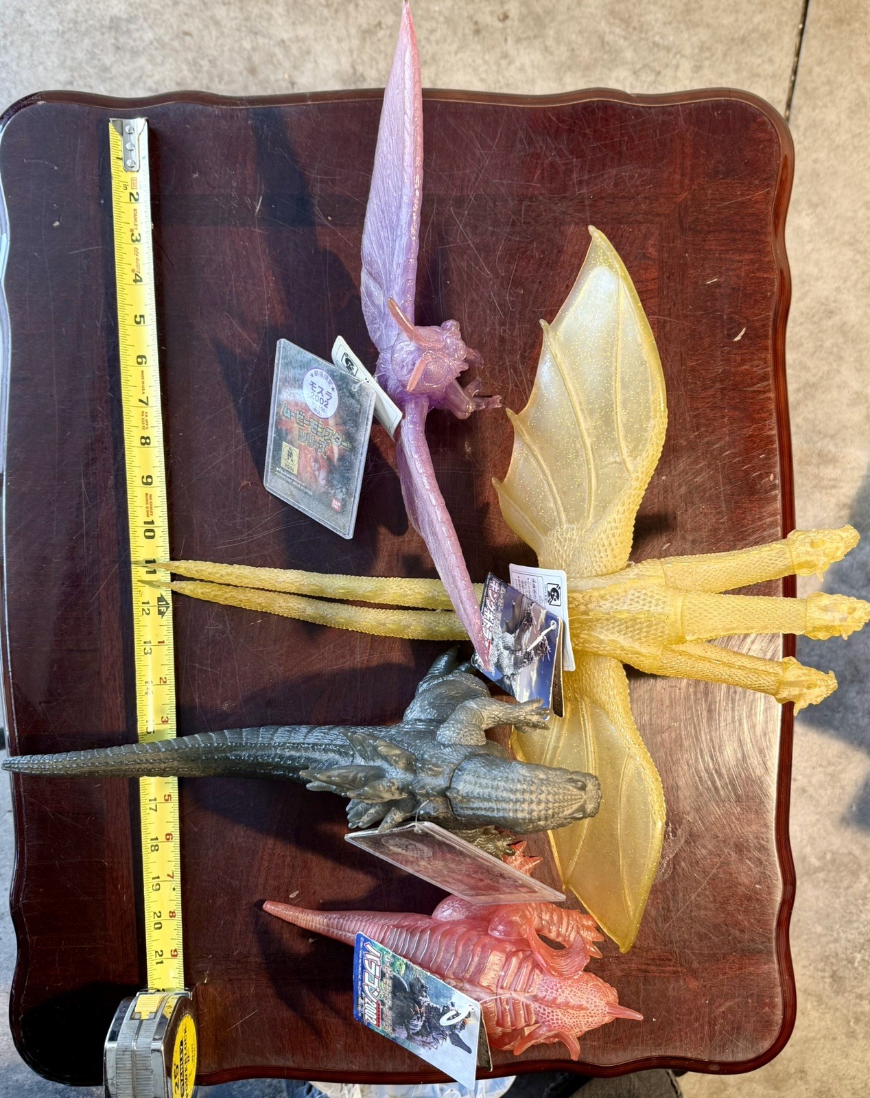 Set of 4 Bandai 2002 Godzilla THEATER EXCLUSIVE Clear Vinyl Imports w/tag