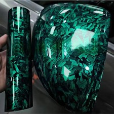 Green Forged Carbon Fiber Vinyl Wrap High Gloss Car Wrap Vinyl Roll Auto Diy...
