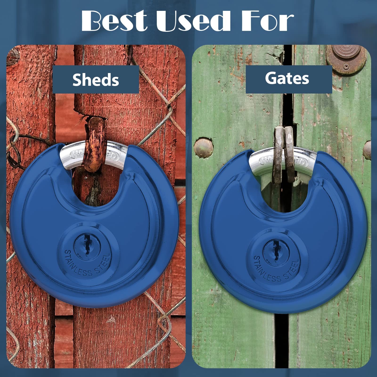 10 Pcs Keyed Alike Padlocks Stainless Steel Pad Locks with Same Key Discus Lo