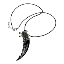 Wolf Tooth Pendant Necklace Black Fang Charm Stainless Steel Amulet Gothic Jewel