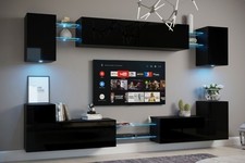 Moderne Wohnwand Schrankwand Hochglanz Wohnzimmer inkl.LED PREMIUM Nairobi