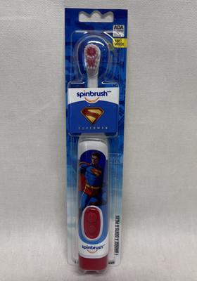 SUPERMAN Spinbrush Kids Battery-Powered ADA Accepted Soft Head Toothbrush