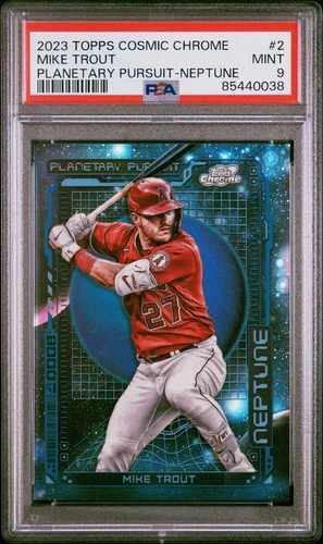 2023 TOPPS COSMIC CHROME PLANETARY PURSUIT #2 MIKE TROUT NEPTUNE PSA 9