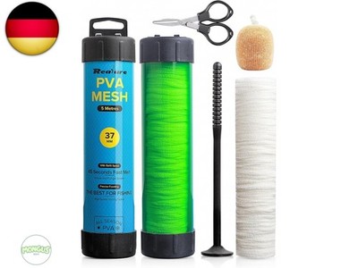 Realure 5M PVA Netz Angeln Set mit Schere, 18mm 25mm 37mm 44mm Breit PVA Mesh