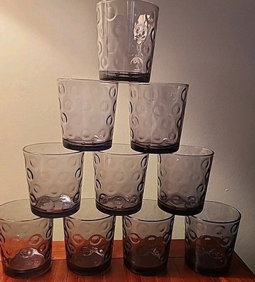 Vintage Circleware Amethyst Purple Optic Dot Glasses Set of 10 Tumblers 4''