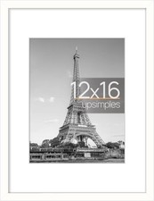 upsimples 12x16 Picture Frame, Display Pictures 8.5x11 with Mat, 1 Pack, White