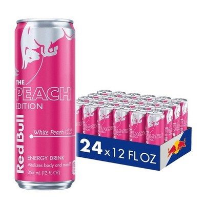 (24 Pack) Red Bull Summer Edition White Peach Energy Drink with Vitamins, 12 Oz
