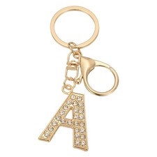 Initial Letter Key Chain Crystal Alphabet Letter A-Z Keychain Golden A