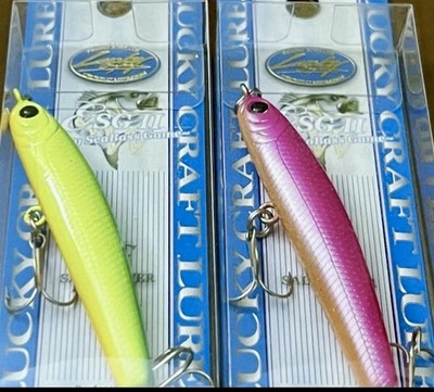 2 Lucky Craft Wander 60 ESG Jigging Crankbait Lures LIME CHART/FK MJ PINK - NEW