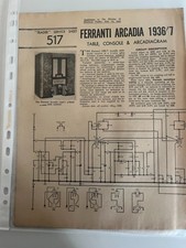 WIRELESS & ELECTRICAL TRADER FERRANTI ARCADIA 136/7 SERVICE SHEET 1941