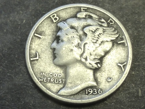 1936-S MERCURY DIME VF