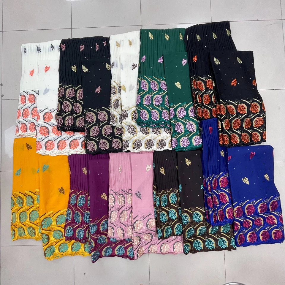 YQOINFKS Cotton Stones New Tulle Net Fabrics Lace Swiss Voile Embroidery 1 Set - Image 2 of 4