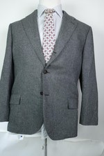 Bamford & Sons Sport Coat Mens 44 Gray Cashmere Check Elbow Patch Made In Italy