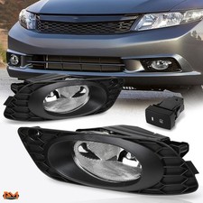 For 12 Honda Civic 4-dr Sedan Oe Style Clear Lens Bumper Fog Lightlampswitch