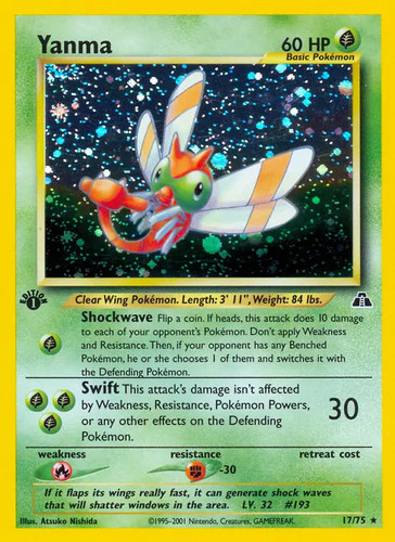 Yanma - 17/75 - Pokemon Neo Discovery 1st Edition Holo Rare Card WOTC HP