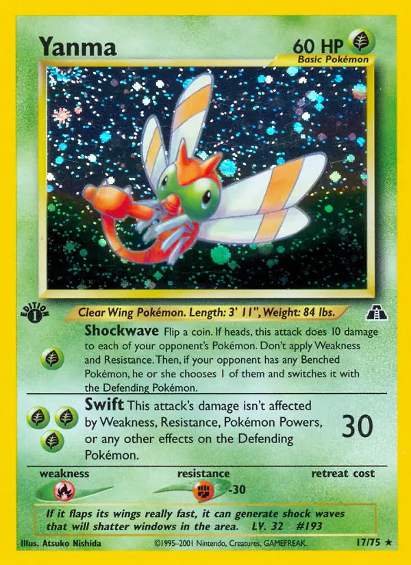 Yanma - 17/75 - Pokemon Neo Discovery 1st Edition Holo Rare Card WOTC HP