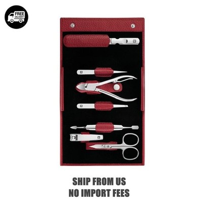 ZWILLING CLASSIC7-pc, Leather Snap Fastener Case, Red