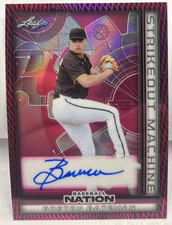 Boston Bateman 2025 Leaf Baseball Nation Strikeout Mach Pink Autograph Auto #2/6