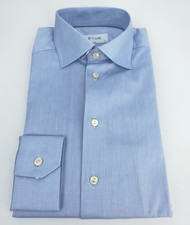 Eton Dress Shirt Mens S 15 - 38 Blue Signature Twill Slim Fit Collared Button Up