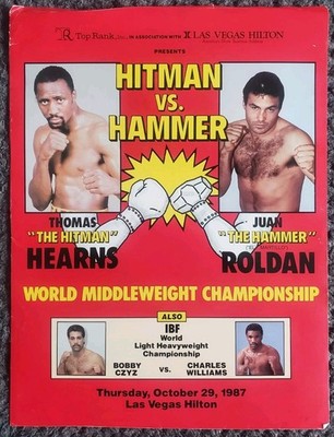 ボクシング ポスター Boxing Poster チャベス ジャクソン 等 RARE October 29, 1987 Thomas Hearns vs Juan Roldan 9x11 Boxing
