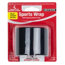 Mueller Sports Wrap [Self-Adhering Stretch Tape]: 2 in. x 18 ft. (Black)