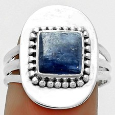 Natural Blue Kyanite - Brazil 925 Sterling Silver Ring s.8 Jewelry R-1458