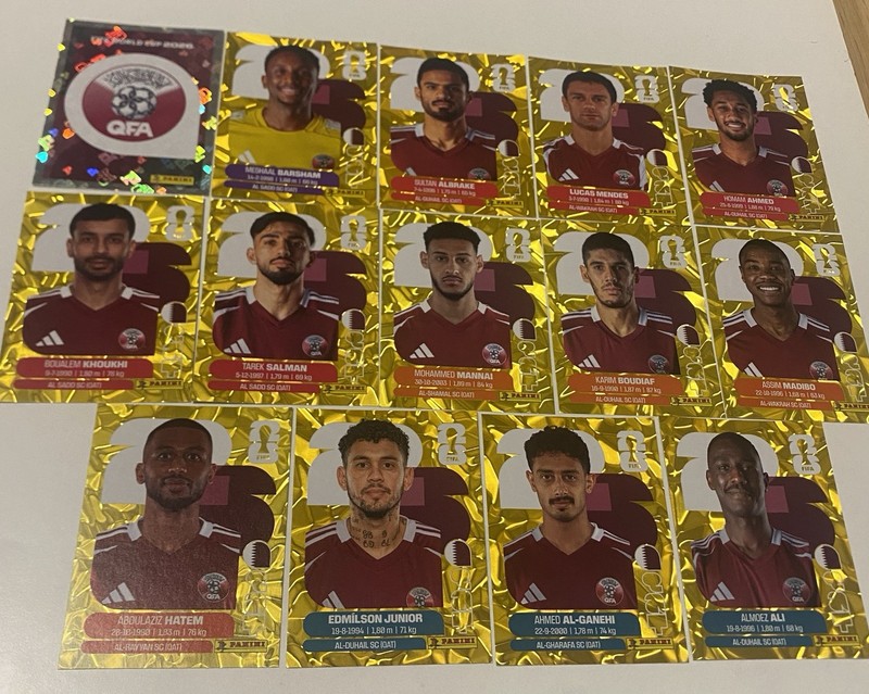 14x Qatar Gold Crumple Online Exclusive Set 2026 World Cup Panini