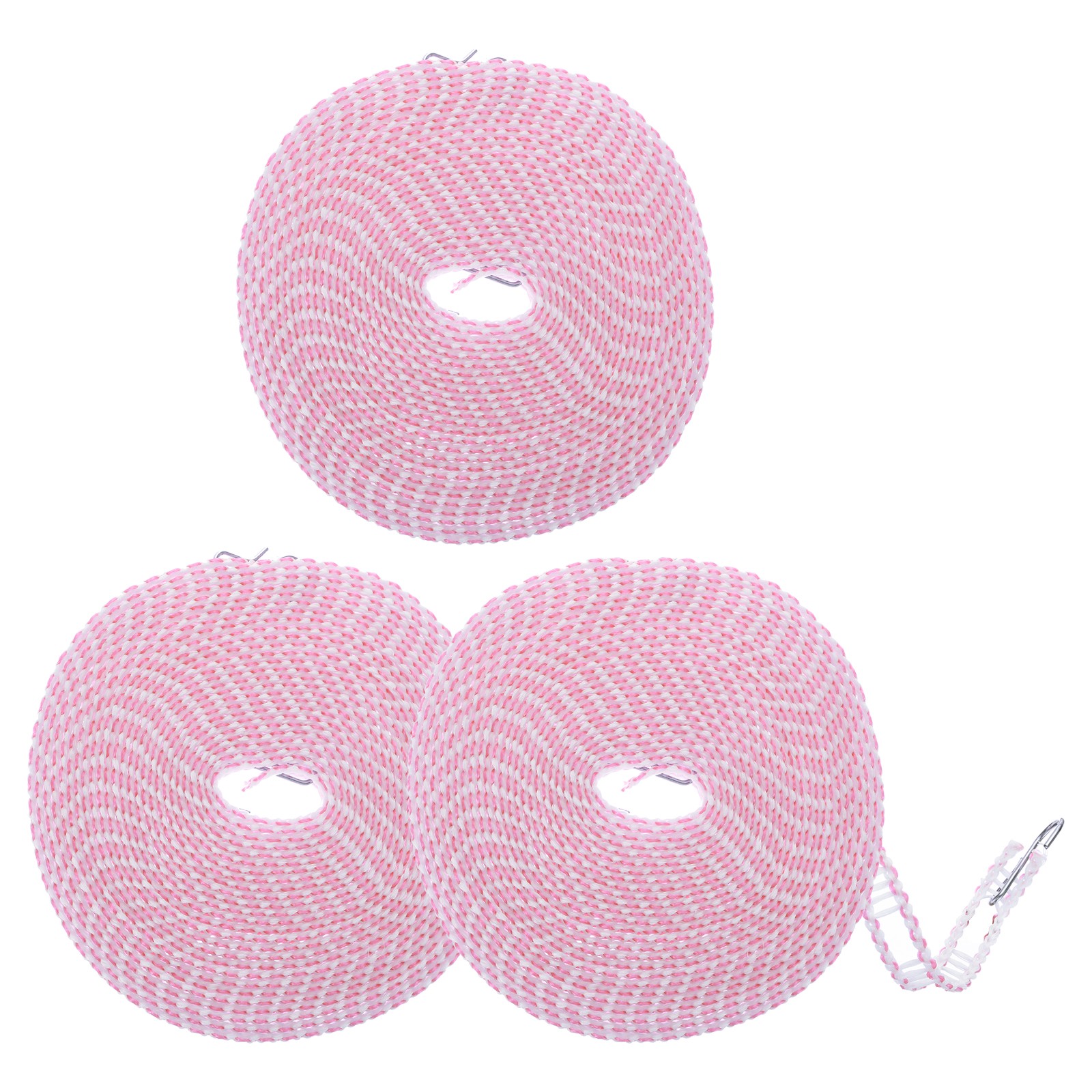 Cuerda de secado de ropa rosa 3 piezas de nailon a prueba de viento de 32,8 pies