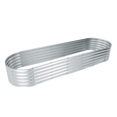 Aoodor Outdoor 7x2x1FT Galvanized Raised Garden Bed Planter Pot Oval Large Boxes