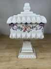Vintage Westmoreland Painted Milk Glass Wedding Cake Box w/ Lid Shabby Chic