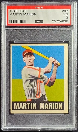 1948 LEAF #97 MARTIN MARION, PSA GRADED 3 VG, CERT #25724636