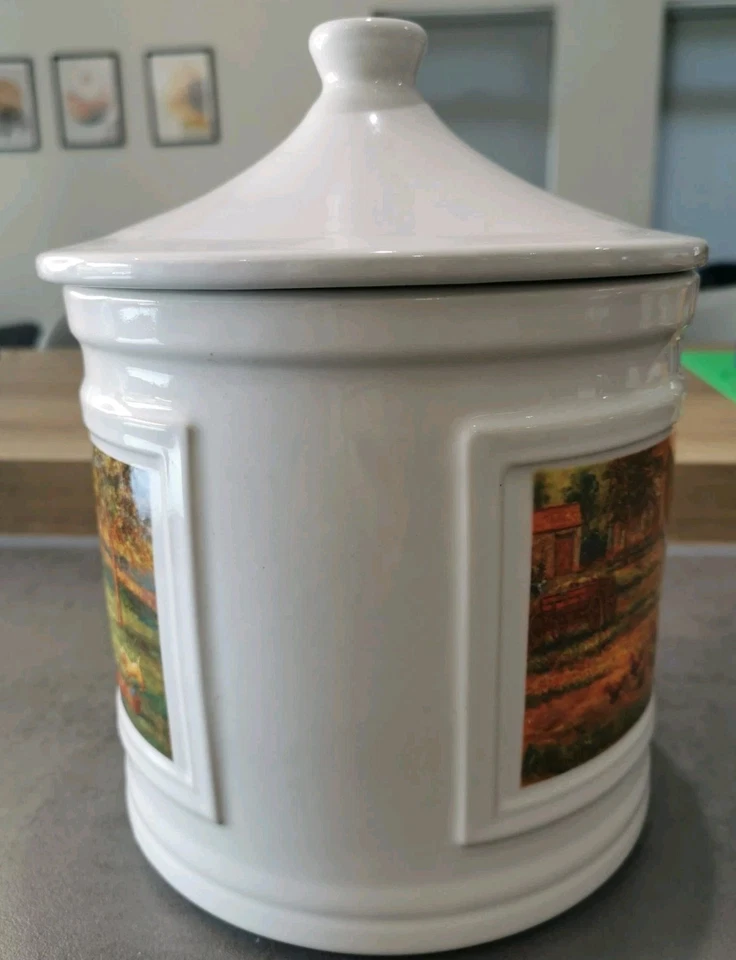 Vintage Marks And Spencer Ceramic Biscuit Barrel Cookie Jar Storage  - Image 4 of 4