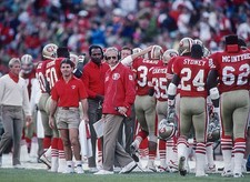 George Seifert Head Coach San Francisco 49ers reacts to a play dur- Old Photo