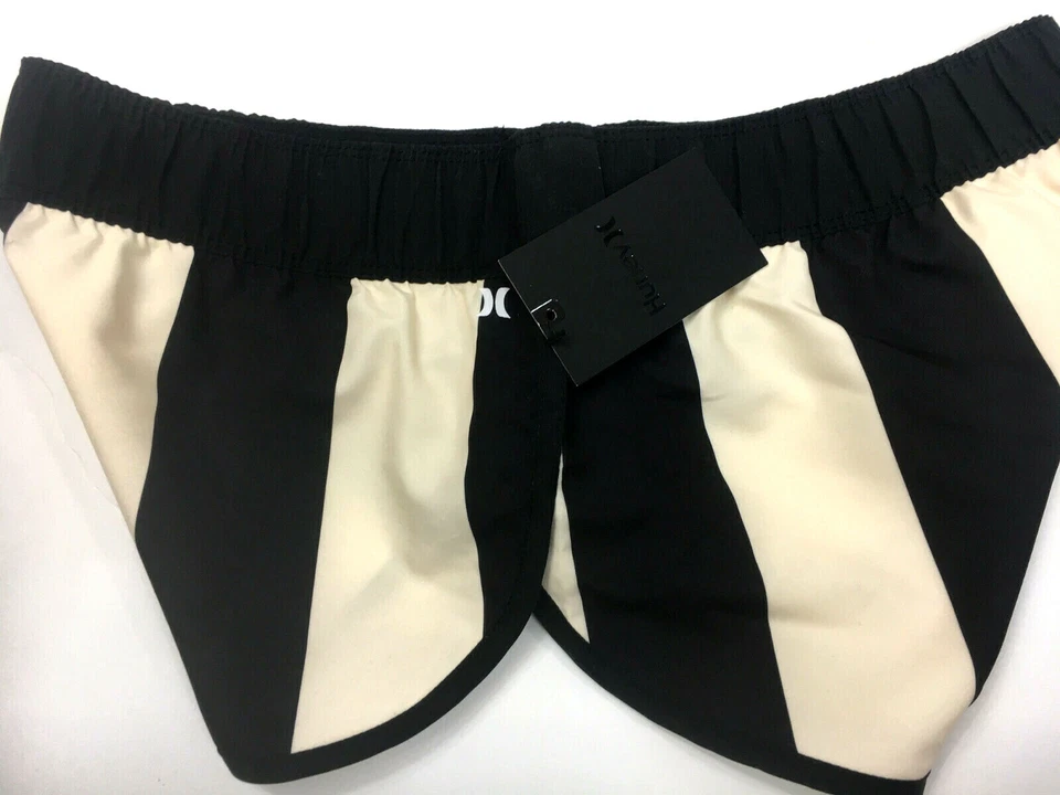  Pantalones Cortos Hurley Board Rugby Beach Rider Negro Crema Cintura Elástica Surf Playa  Foto 3 de 4