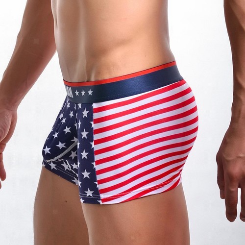 Prettyia 2x Mens Sexy Stars and Striped Thong Briefs Swim Trunks - Picture 2 of 7