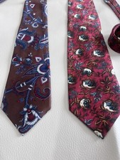 VTG Christian Dior Floral Silk Tie Necktie Made in USA Bundle of 2