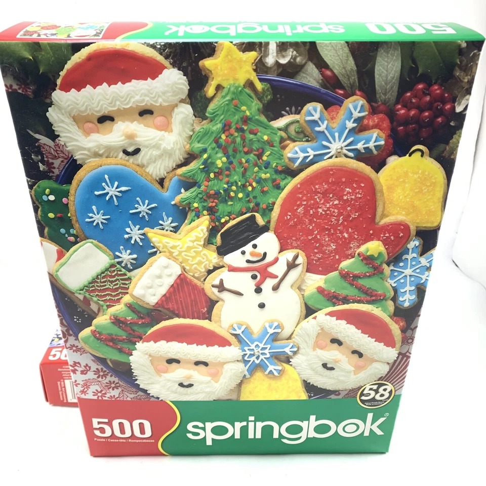 Lot Of 2 Springbok Puzzles 500 Pieces Christmas House Christmas Cookies Euc - Image 3 of 4