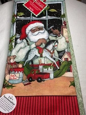 KAY DEE  KITCHEN TOWELS (2) AFRICAN SANTA TOY SHOP  18 X 28 COTTON TERRY NWT