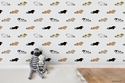 3D Hand Drawn Cat Ball Of Yarn Pattern Self-adhesive Removable Wallpaper Murals