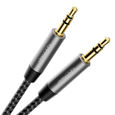 1,5m 3,5mm Stereo AUX Klinken Kabel Nylon Audio Klinke Stecker PC KFZ Auto Handy
