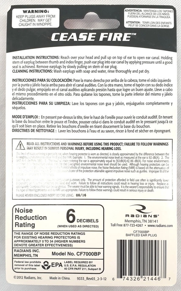 TAPPI AURICOLARI RADIANS CEASE FIRE FILTRANTI TIRO A SEGNO POLIGONO CACCIA - Imagen 3 de 3