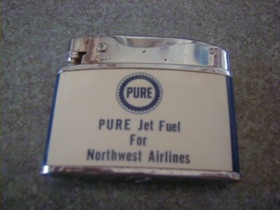ATC SUPER DELUXE FLAT ADVERISEMENT LIGHTER PURE JET FUEL FOR NORTHWEST AIRLINES