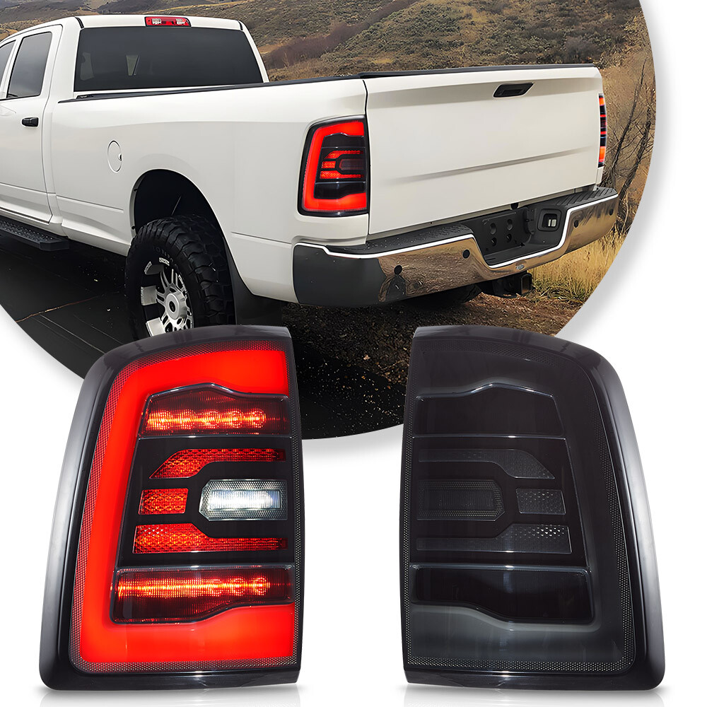 VLAND Smoked LED Tail Lights for 2009-2018 Dodge RAM 1500 2500 3500 - Plug & Play Assembly