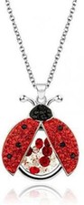 Cute Red and Black Ladybug Beetle Necklaces Locket Pendant Chain Jewelry Gifts