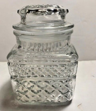 Anchor Hocking Glass Cannister Jar 5 1/2" High 3 1/2" Square Bottom Rare