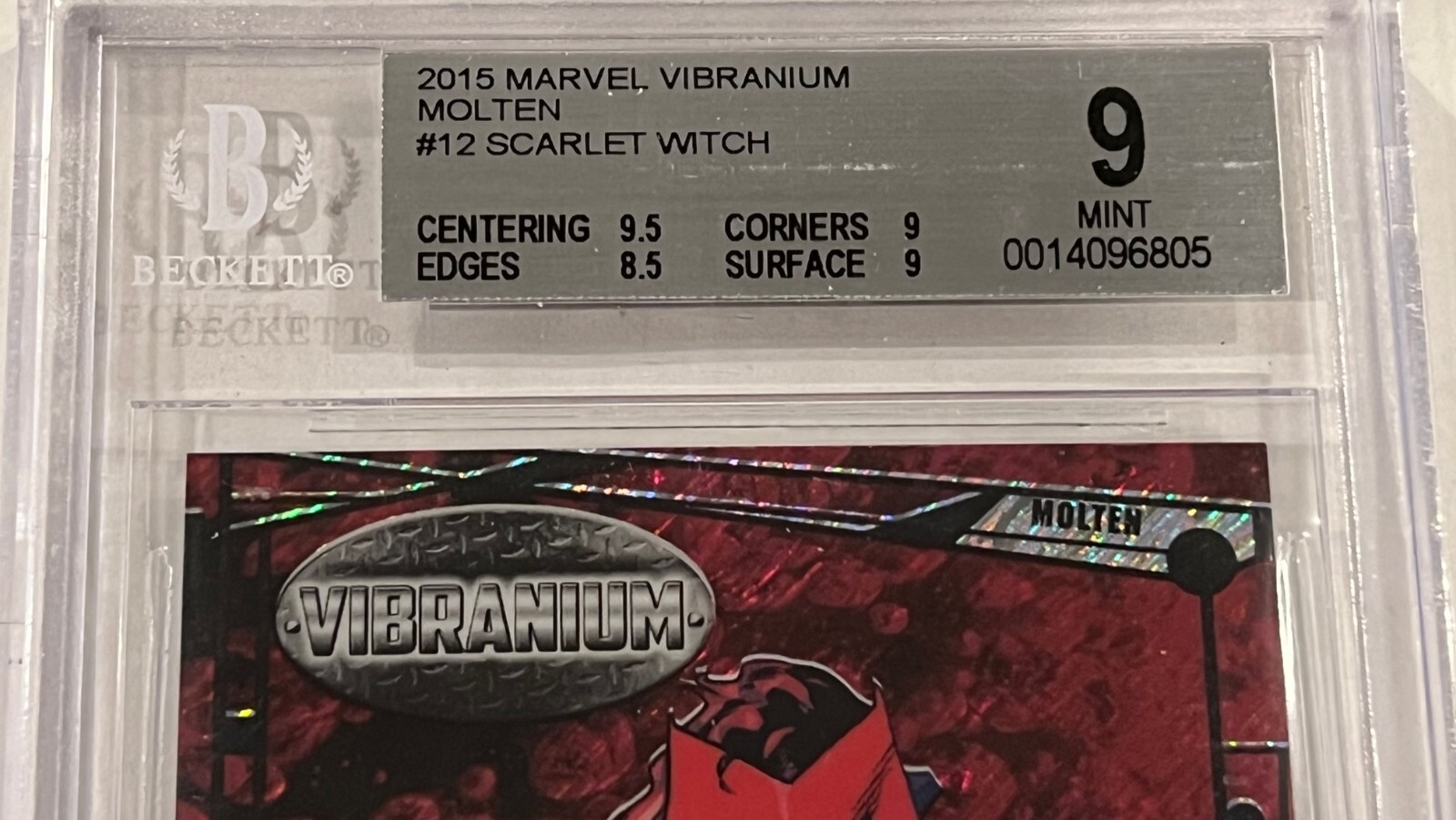 2015 Marvel Vibranium Molten #12 SCARLET WITCH Variant Sparkle 58/299 Beckett 9