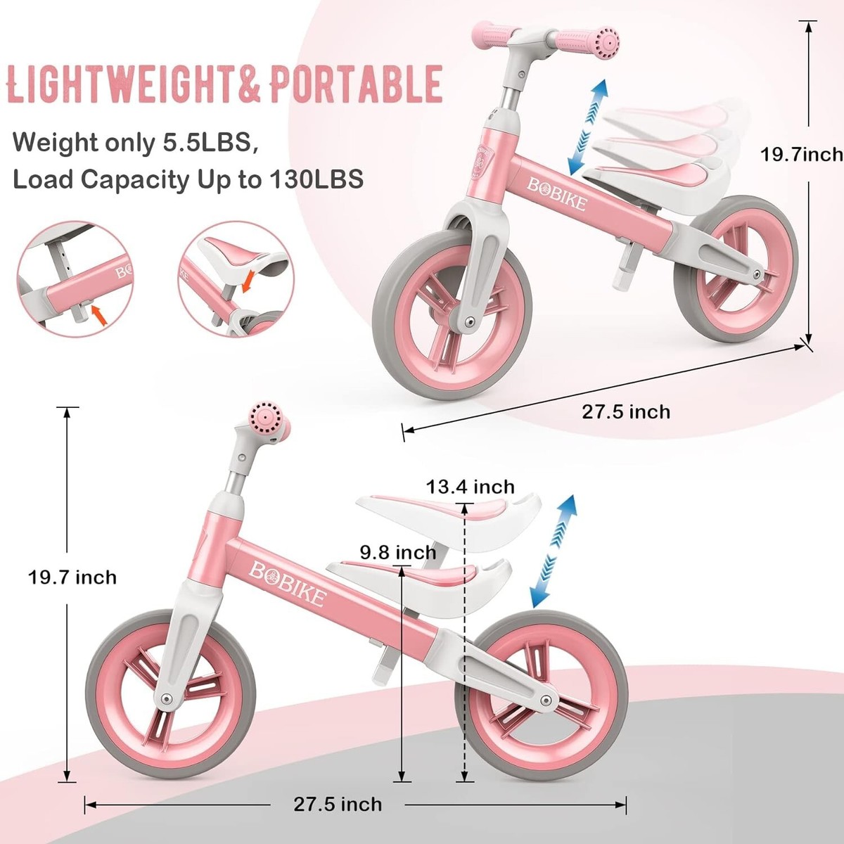 bobike バランスバイク ピンク Toddler Balance Bike Toys for 1 to 4 Year Old Girls Boys