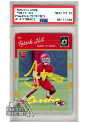 tyreek hill graded card 2021 Panini Donruss #117 Tyreek Hill GRADED 10 GEM MINT Card WR Chiefs  Dolphins