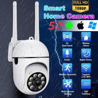 1080P HD Camaras De Seguridad Para Exterior WIFI Inalambrica Con Vision Nocturna