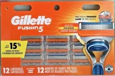 Gillette Fusion 5 Razor Blade refills New Packs of 12 Cartridges US Made Sealed